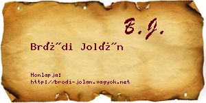 Bródi Jolán névjegykártya